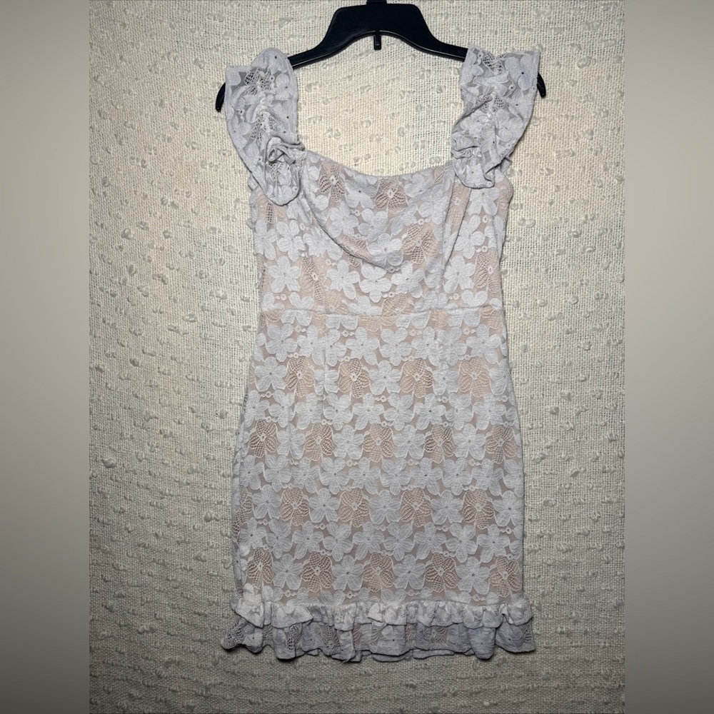 Juniors‎ Large Dress Lace Floral Ruffle Lined Cottage Coquette Sleeveless Y2k